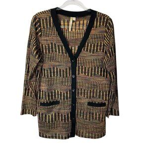 Comfy USA Cardigan Sweater Womens Size Medium Multicolor Tunic‎ No Wrinkle